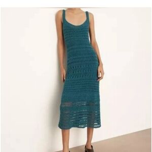 Vince Teal Crochet Midi Dress